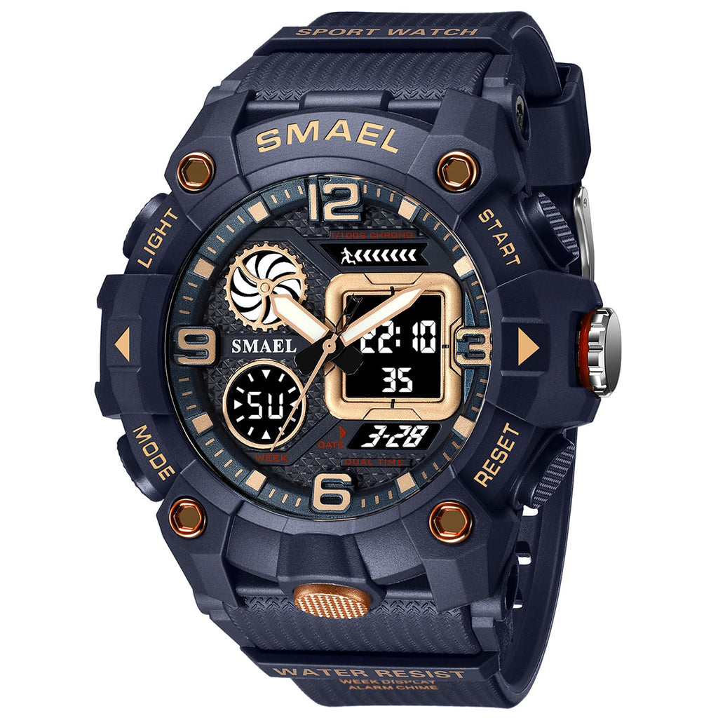 Sport Watch For Men WIth  Dual Time Waterproof 50M Miliatry Watches Chronograph Alarm Army Wristwatch