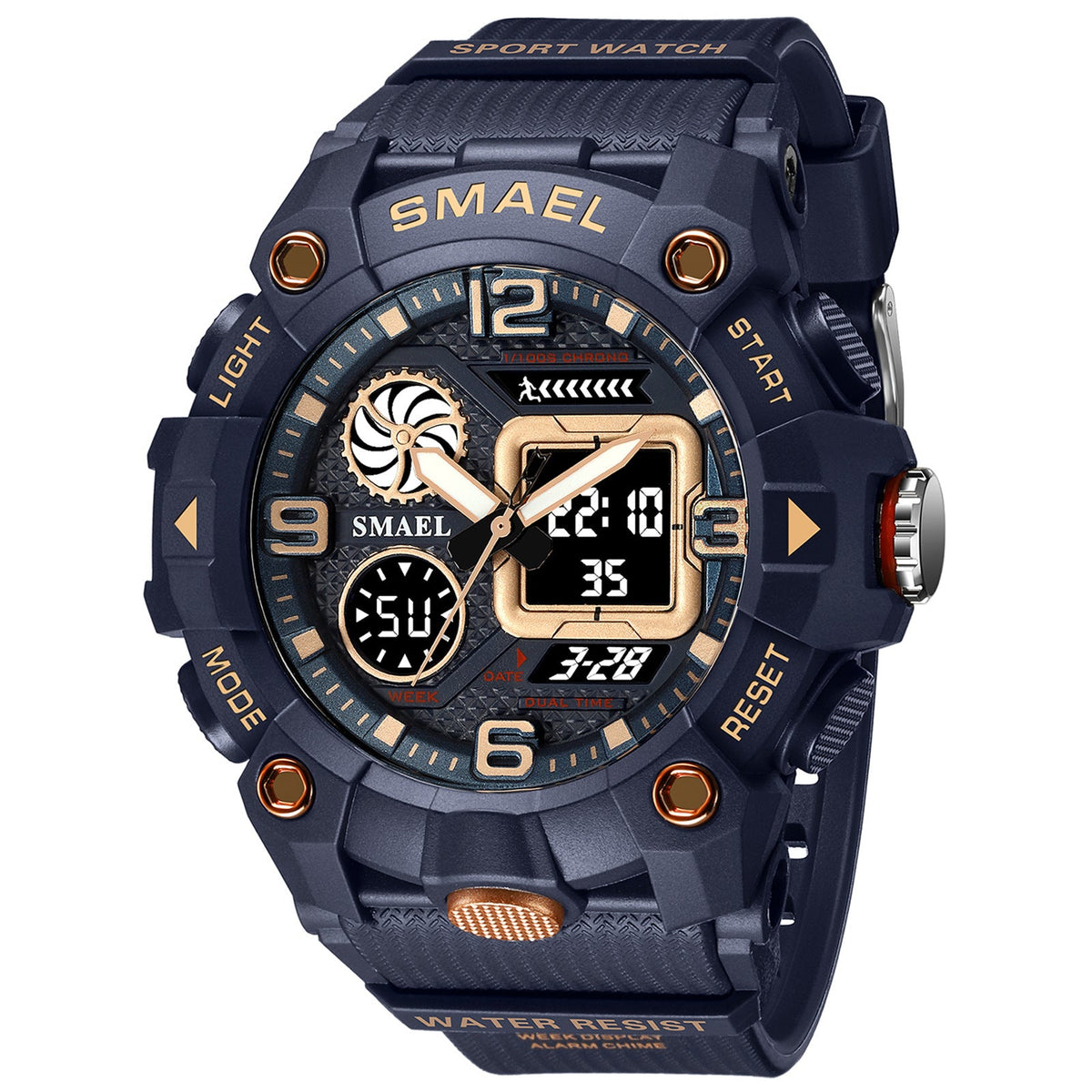 Sport Watch For Men WIth  Dual Time Waterproof 50M Miliatry Watches Chronograph Alarm Army Wristwatch