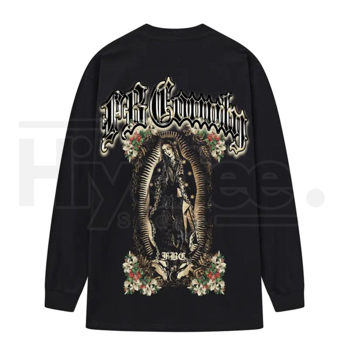 FB County Graphic Long Sleeve T-Shirt – Classic Streetwear Style, Heavyweight Long Sleeve Tee