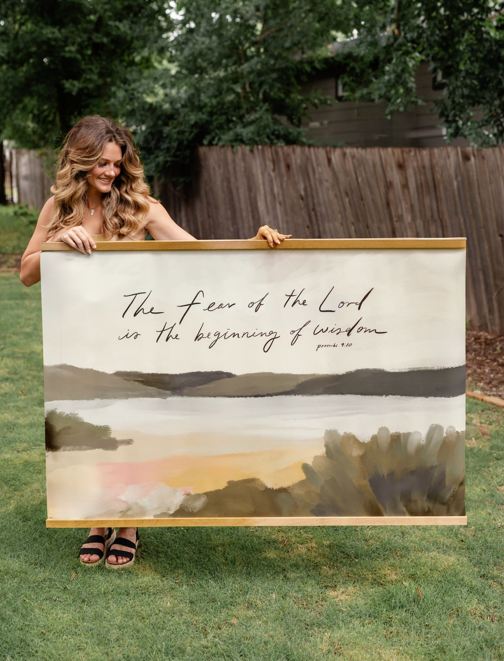 Large Canvas with Banner Wood: Fear Of The Lord, 60x40