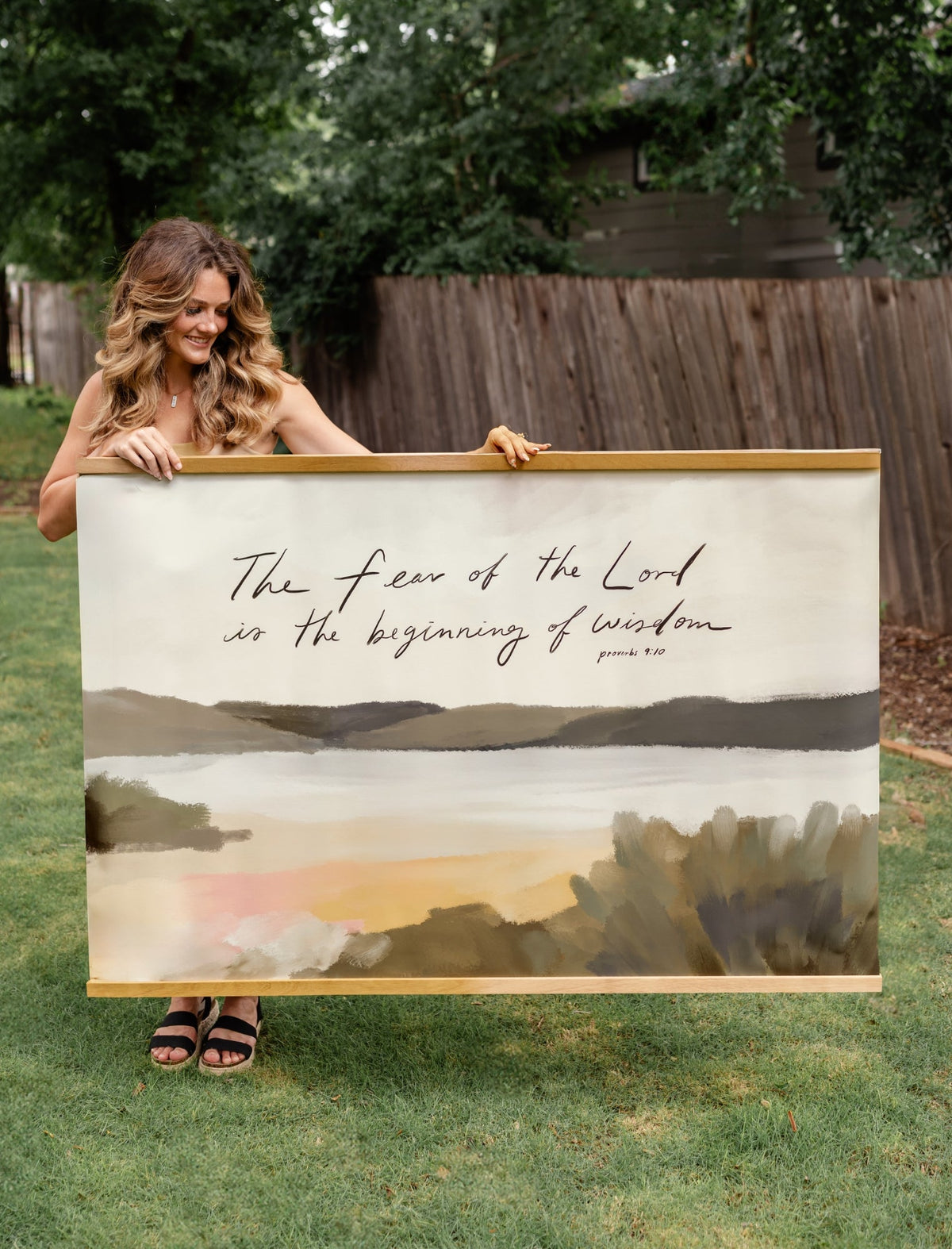 Large Canvas with Banner Wood: Fear Of The Lord, 60x40