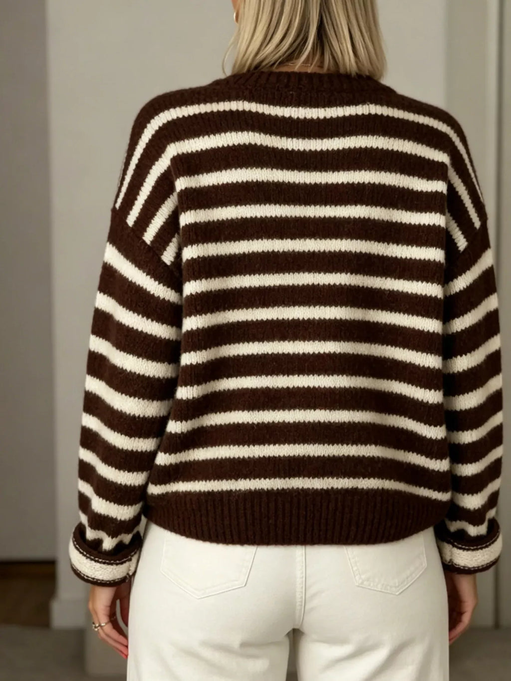 Striped Button-Down Cardigan