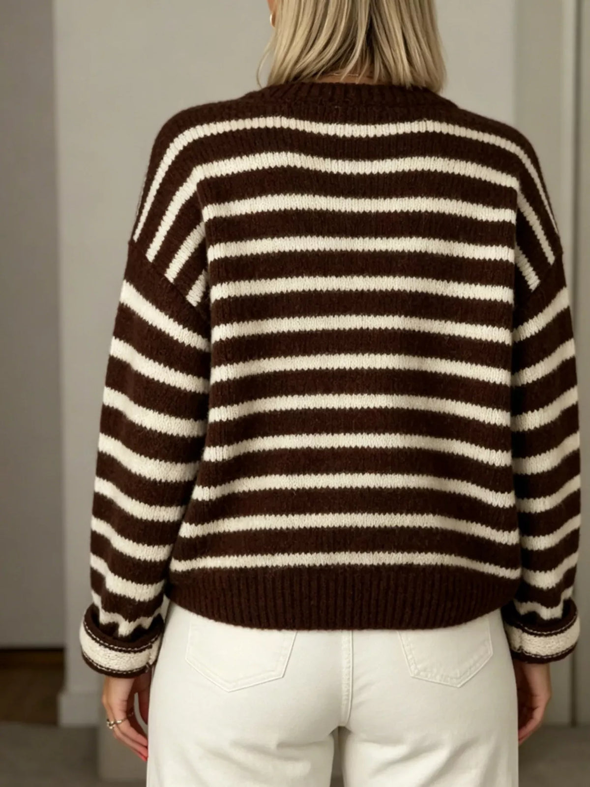 Striped Button-Down Cardigan