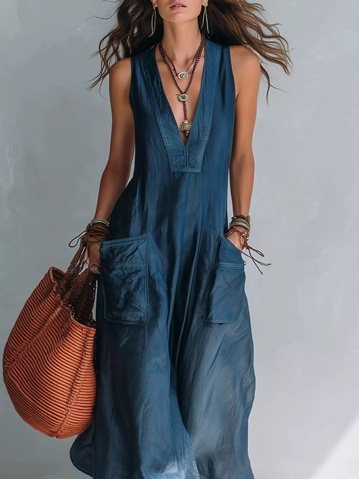 Full Size V-Neck Sleeveless Wide-Leg Jumpsuit Plus Size