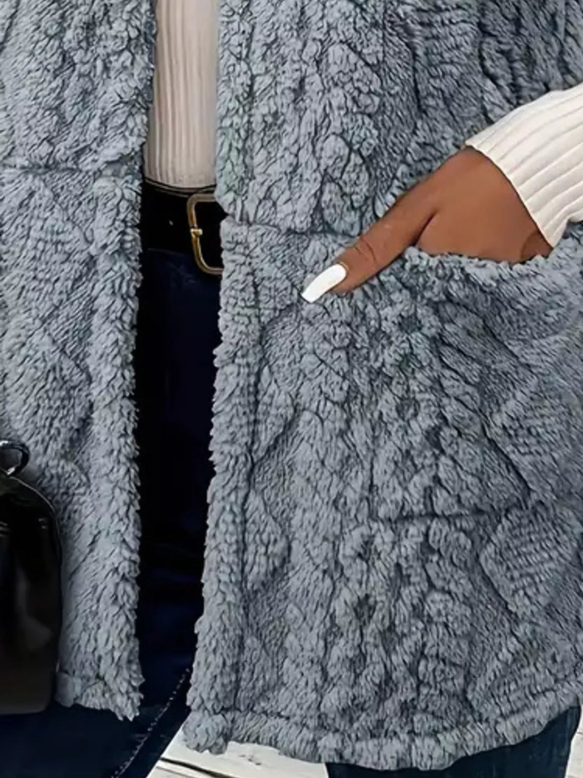 Sherpa Open Front Vest Coat