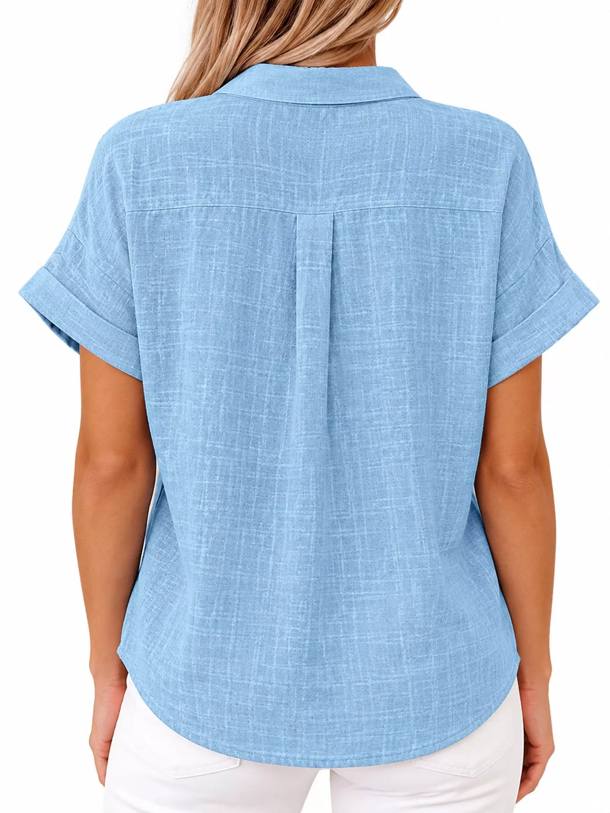 Full Size Button Up Short Sleeve Shirt Plus Size