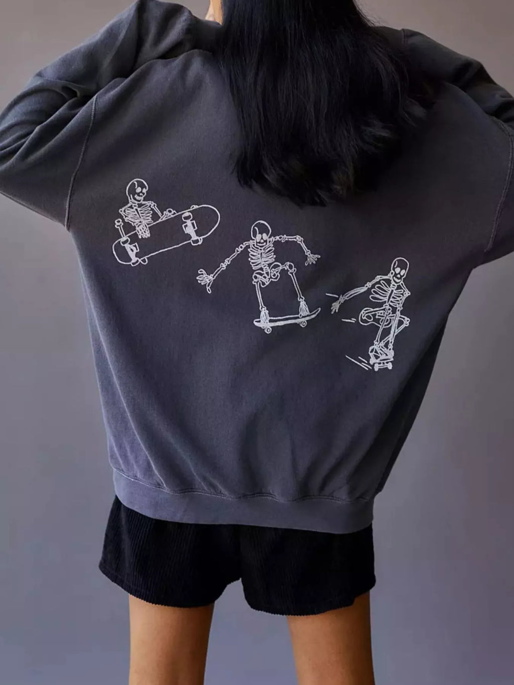 Skeleton Graphic Round Neck Sweatshirt