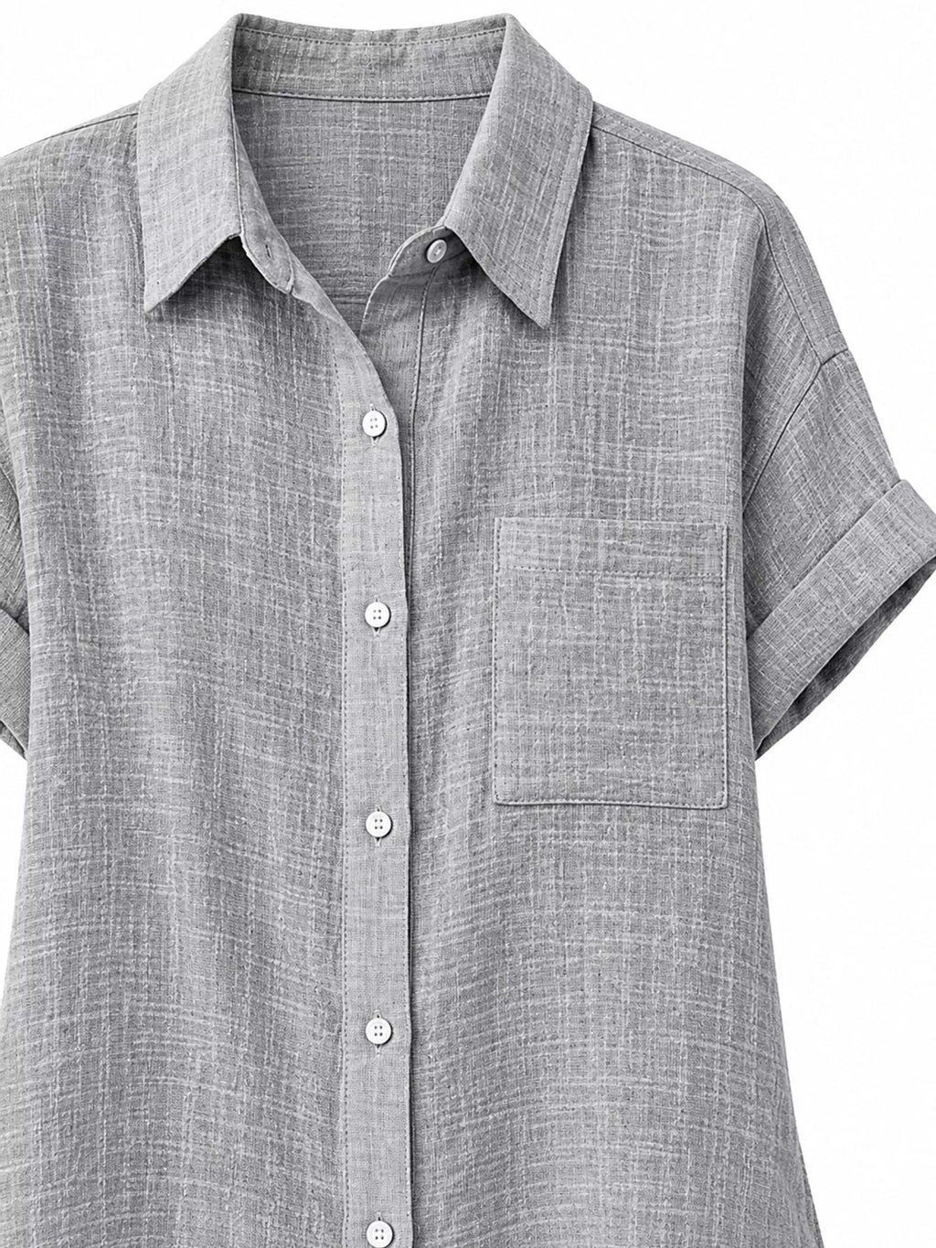 Full Size Button Up Short Sleeve Shirt Plus Size