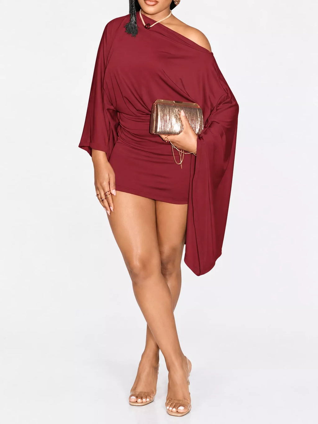One-Shoulder Draped Bodycon Mini Dress