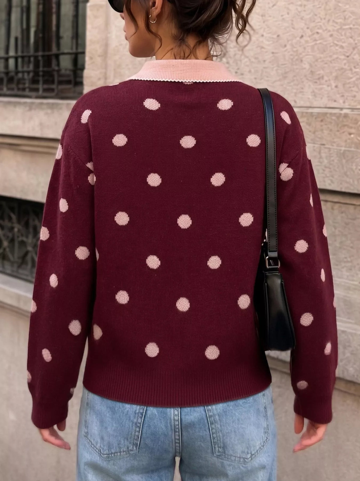 Polka Dot Collared Sweater