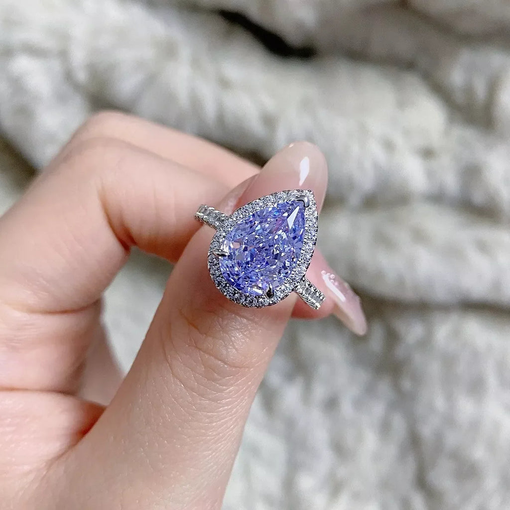 925 Sterling Silver Zircon Teardrop Ring