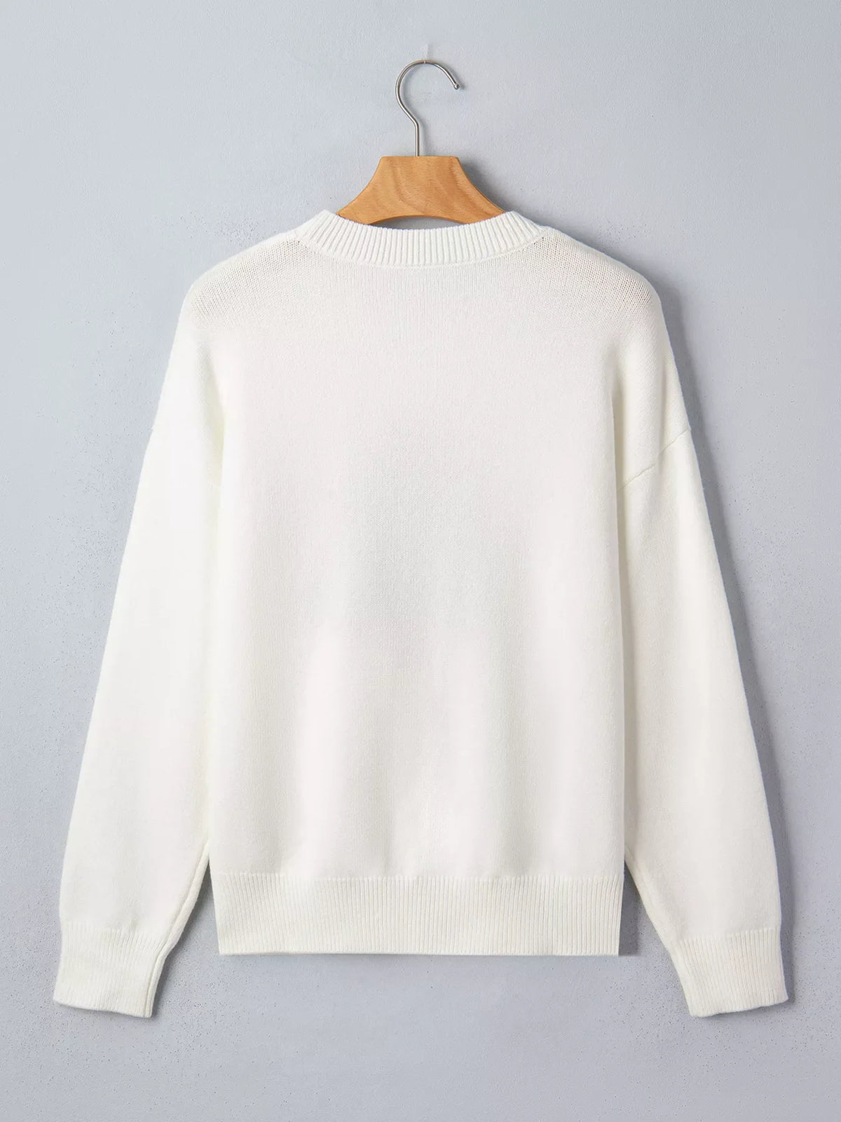 Christmas Tree Bow Drop Shoulder Knit Sweater