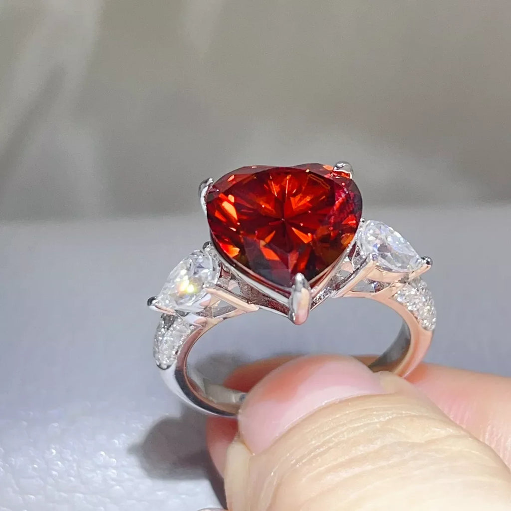 6 Carat 925 Sterling Silver Moissanite Heart Ring