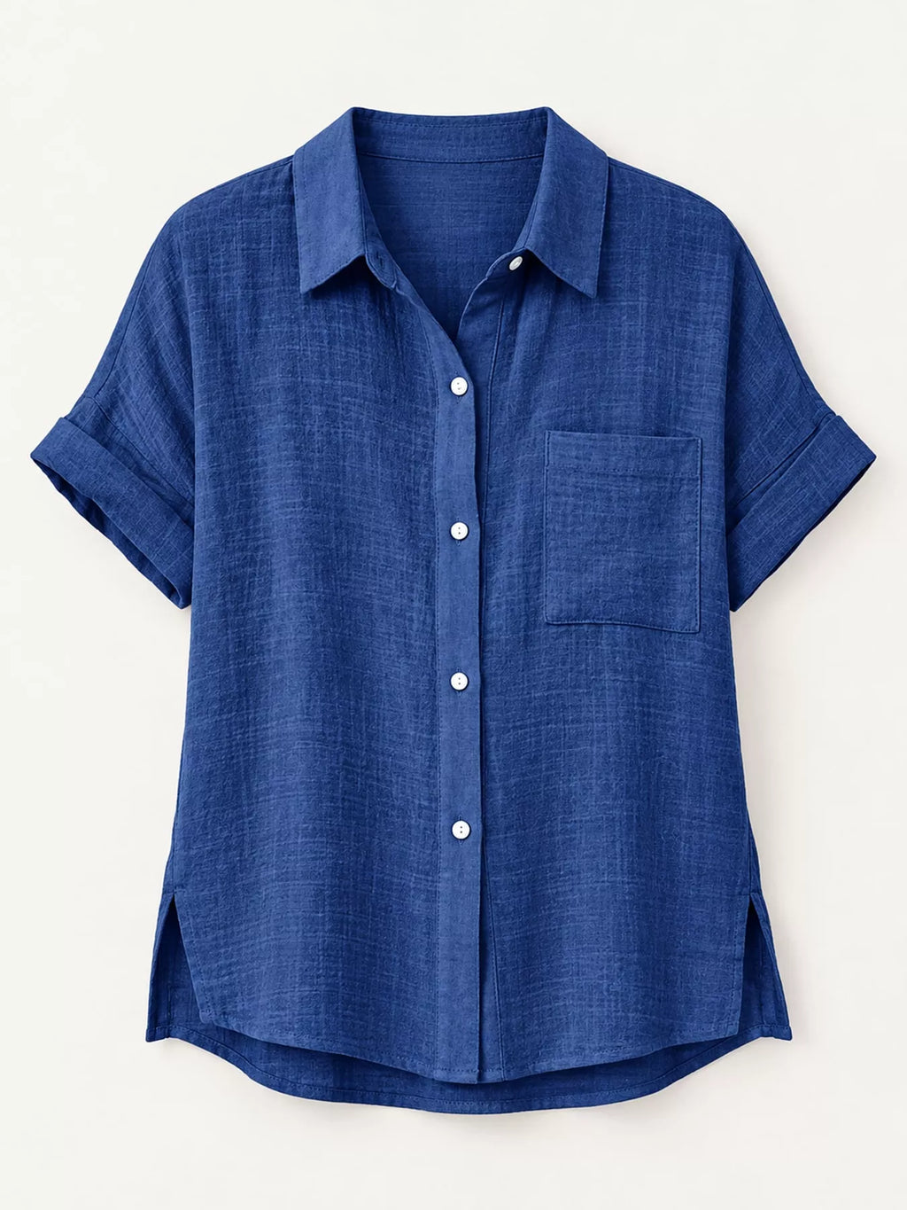 Full Size Button Up Short Sleeve Shirt Plus Size