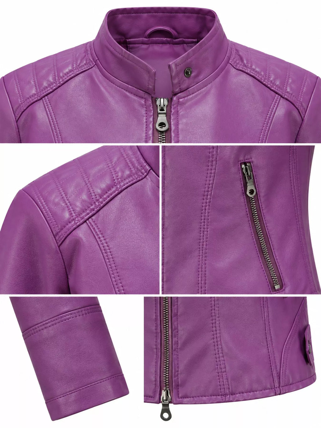 Full Size Slim Fit Faux Leather Moto Jacket Plus Size
