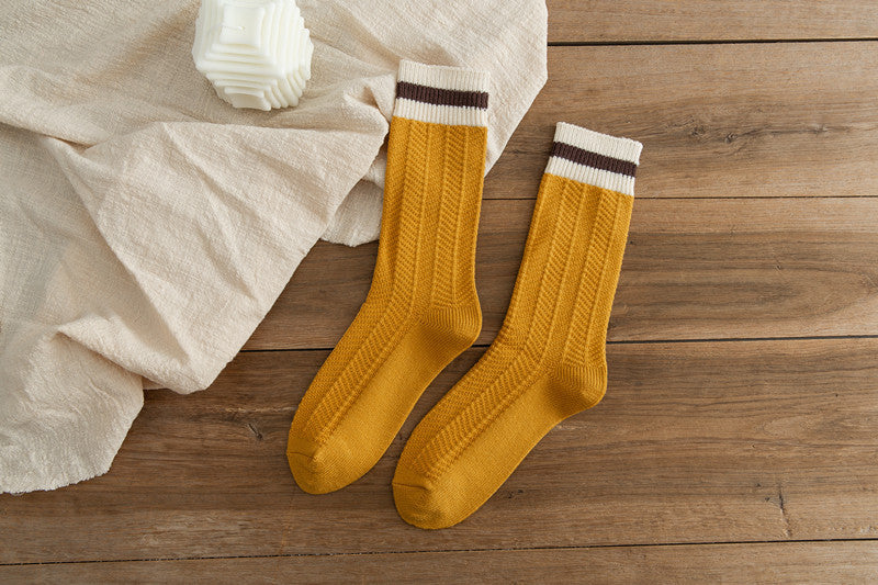 Women's Chunky-knit Rabbit-fur Ankle Socks Mid-calf Length