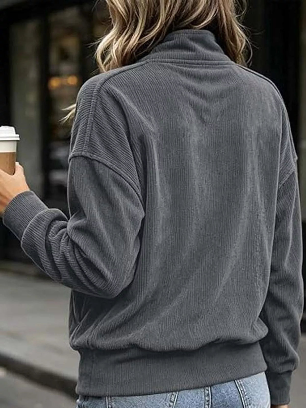 Full Size Quarter-Snap Sweatshirt with Kangaroo Pocket Plus Size