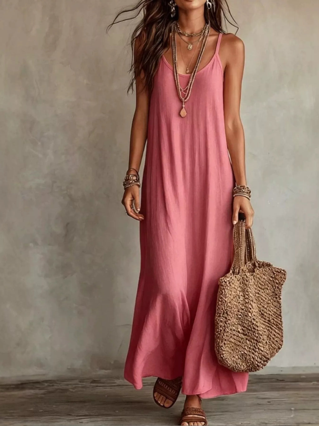 Full Size Scoop Neck Spaghetti Strap Maxi Dress Plus Size