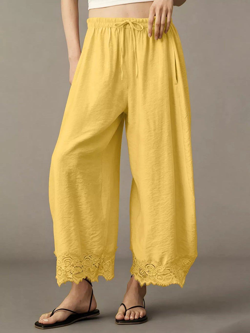 Drawstring Wide Leg Pants