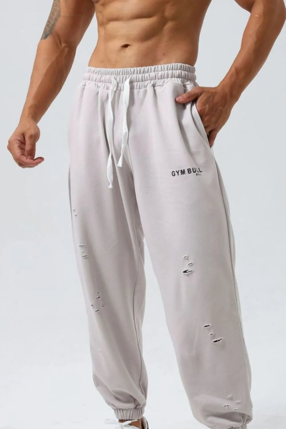 Men's Plus Size Distressed Drawstring Joggers