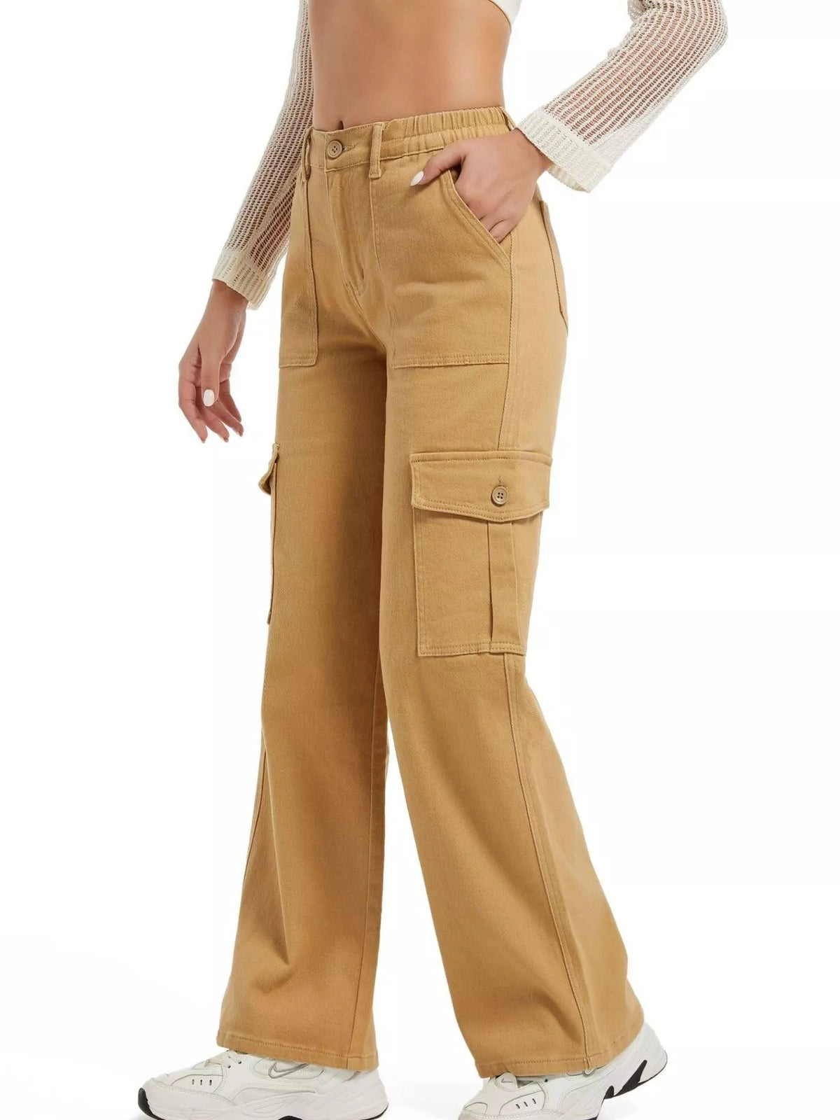 High-Waisted Cargo Jeans
