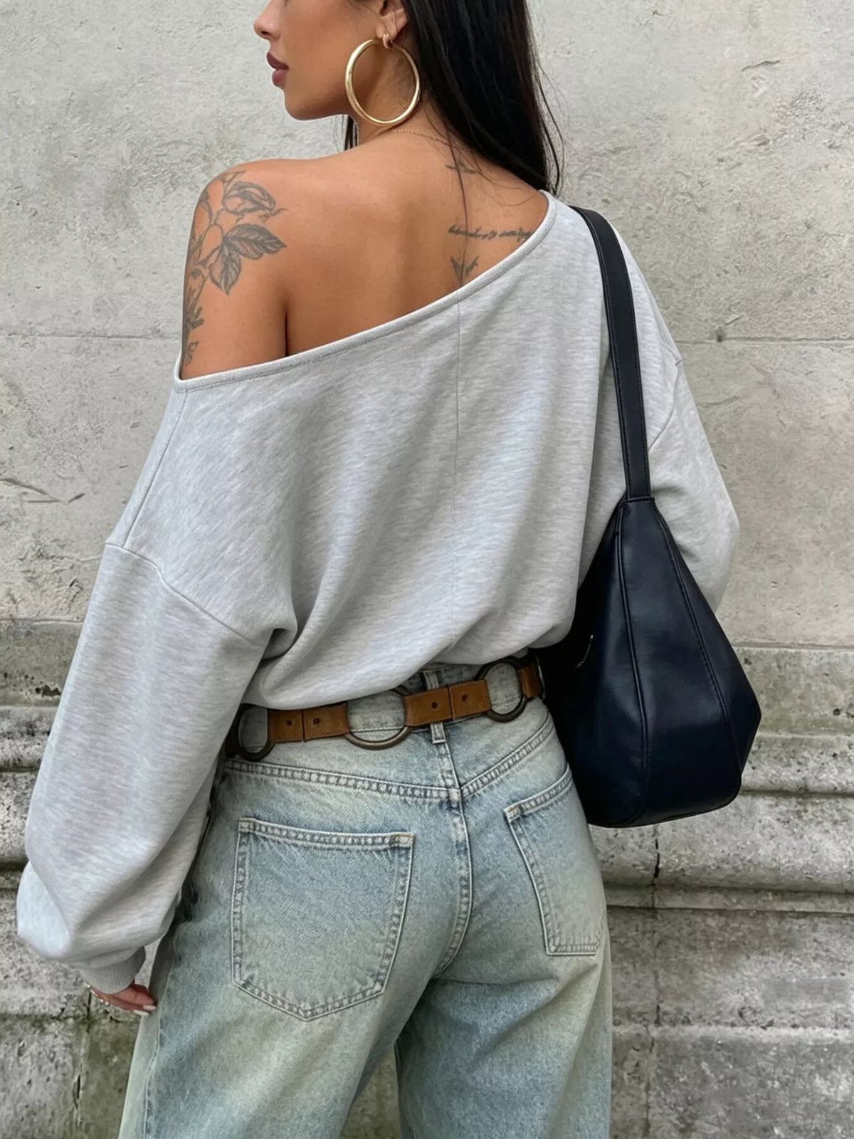 One Shoulder Long Sleeve Casual T-Shirt