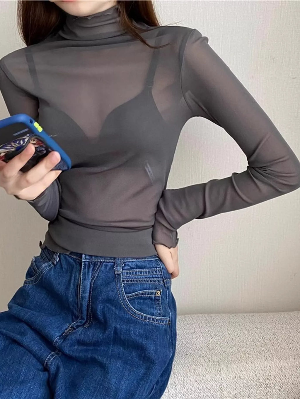 Turtleneck Long Sleeve Slim Fit T-Shirt