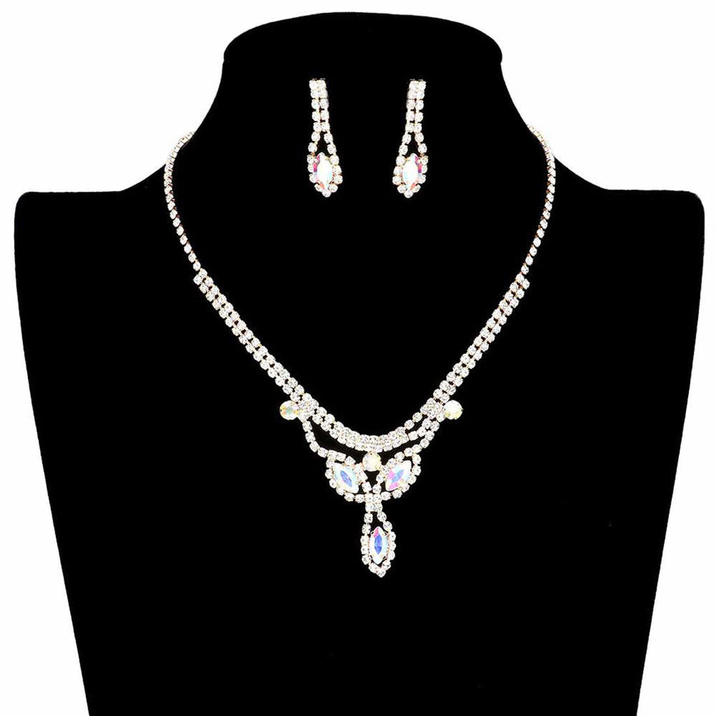 Marquise Stone Accented Rhinestone Pave Necklace