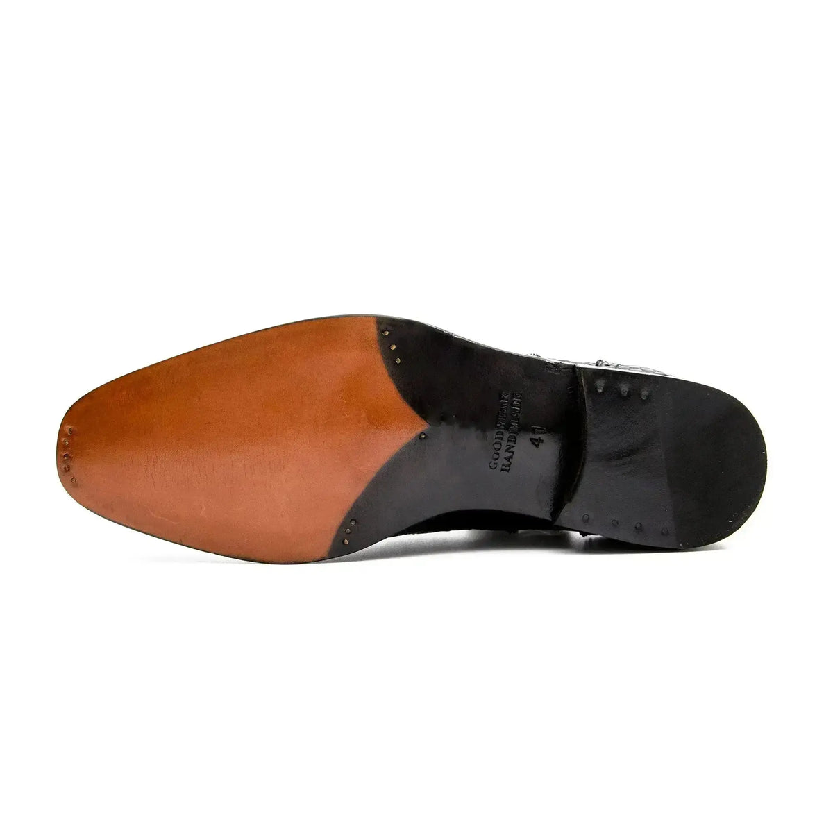 Black Cap-Toe Oxford Shoes with Scale-Pattern Texture