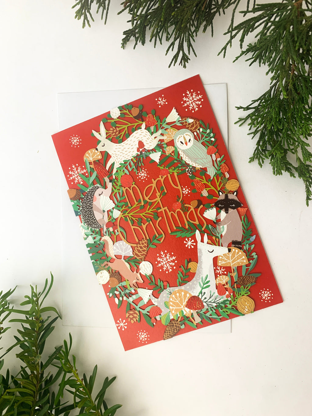 Animal Wreath Lasercut Christmas Card
