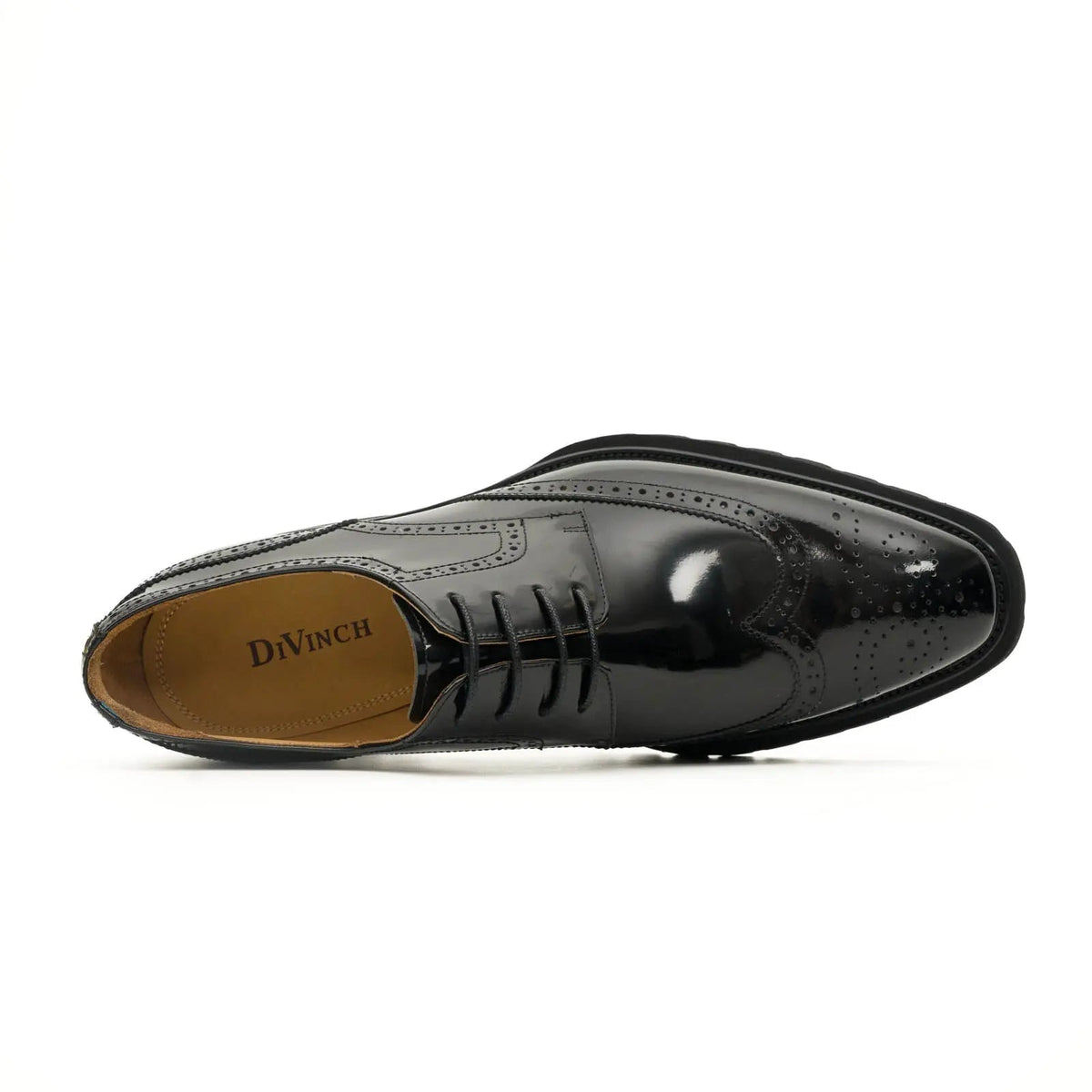 Black Wingtip Calf Leather Derby Shoes