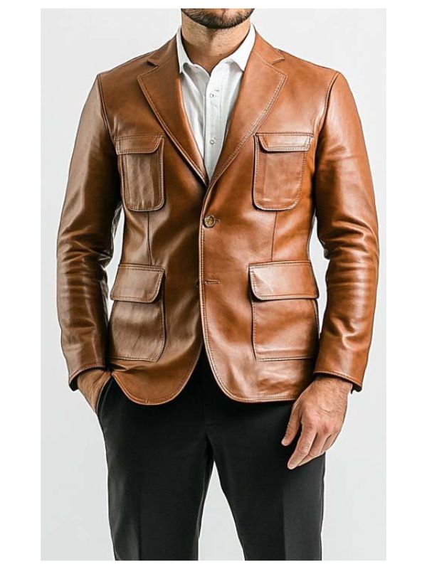 Arthur Tan Premium Leather Blazer