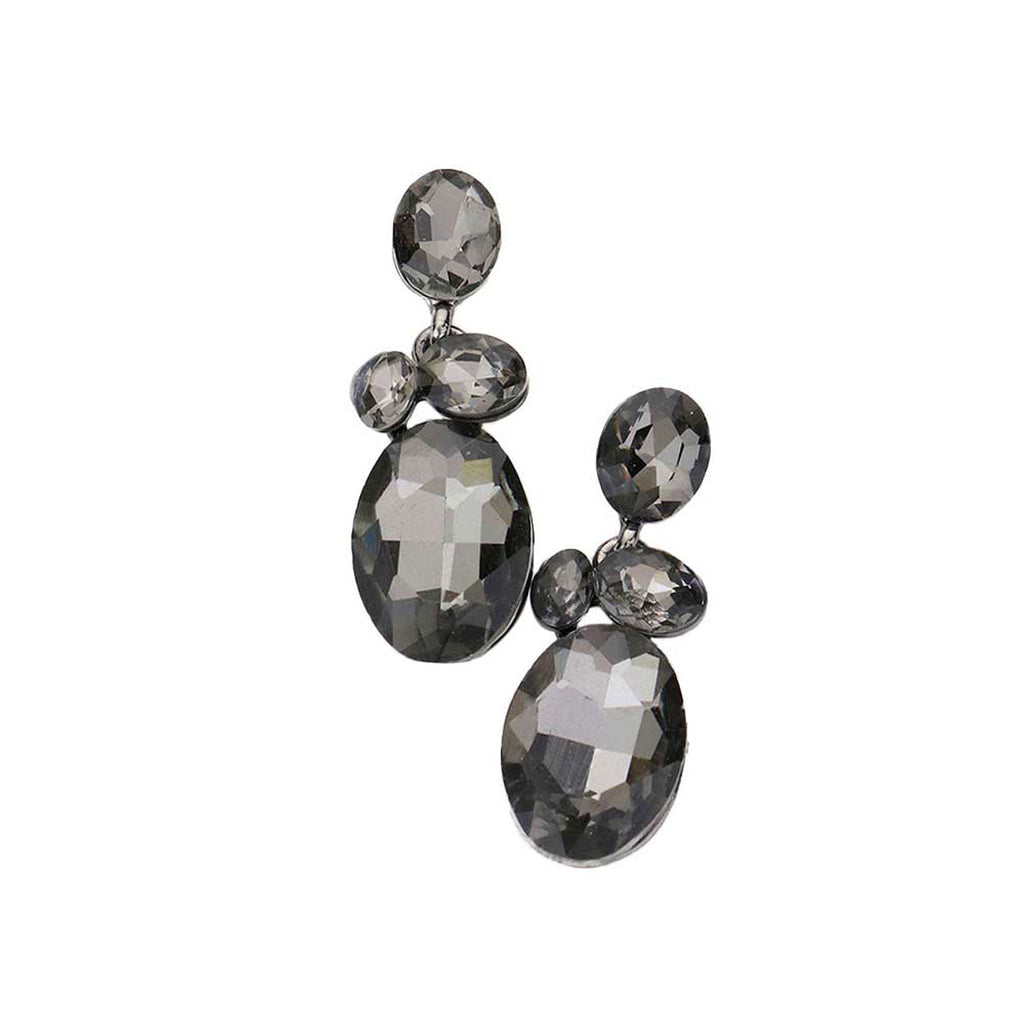 Oval Stone Link Dangle Evening Earrings