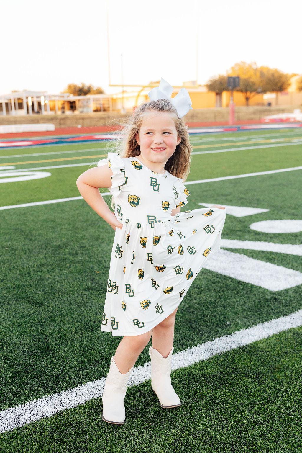 Baylor White Bear Flutter Twirl Dress