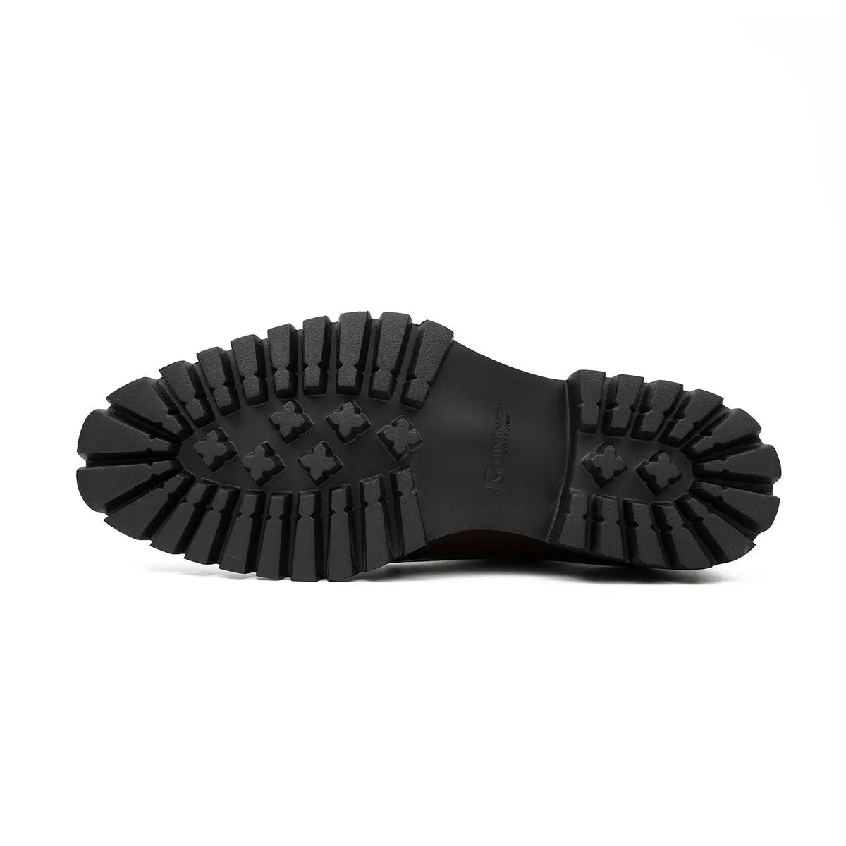 Black Apron-Toe Double Monk Strap Shoes with Lug Sole