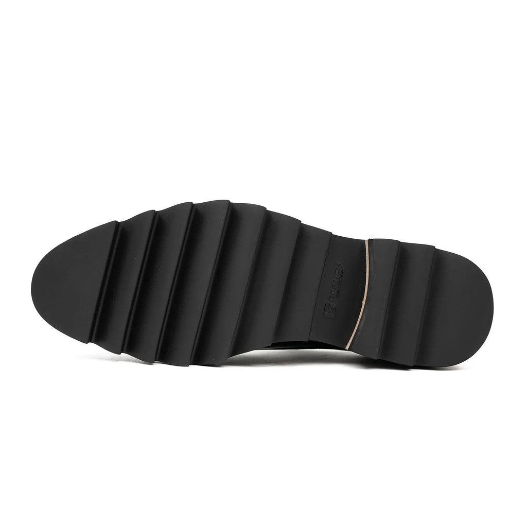 Black Plain-Toe Calf Leather Monk Shoes