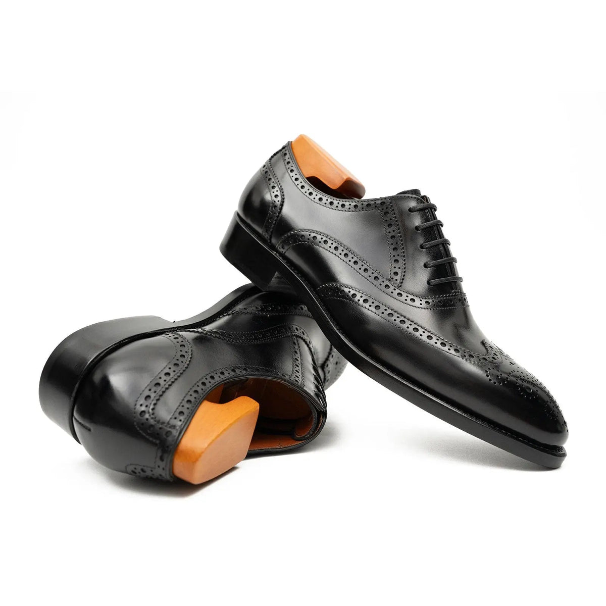 Black Men's Goodyear Welted Brogue Leather Shoes