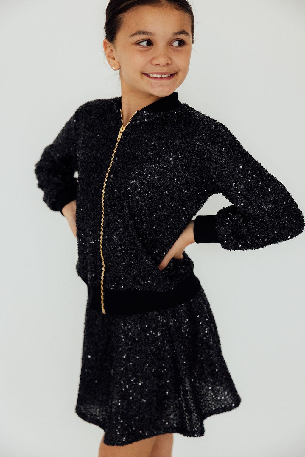 Black Sequin Twirl Skort