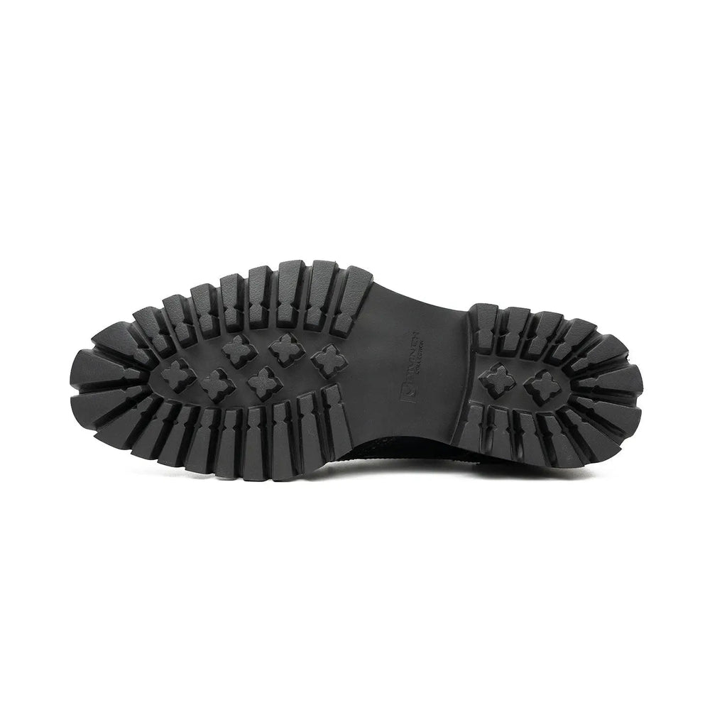Black Wingtip Derby Shoes with Lug Sole
