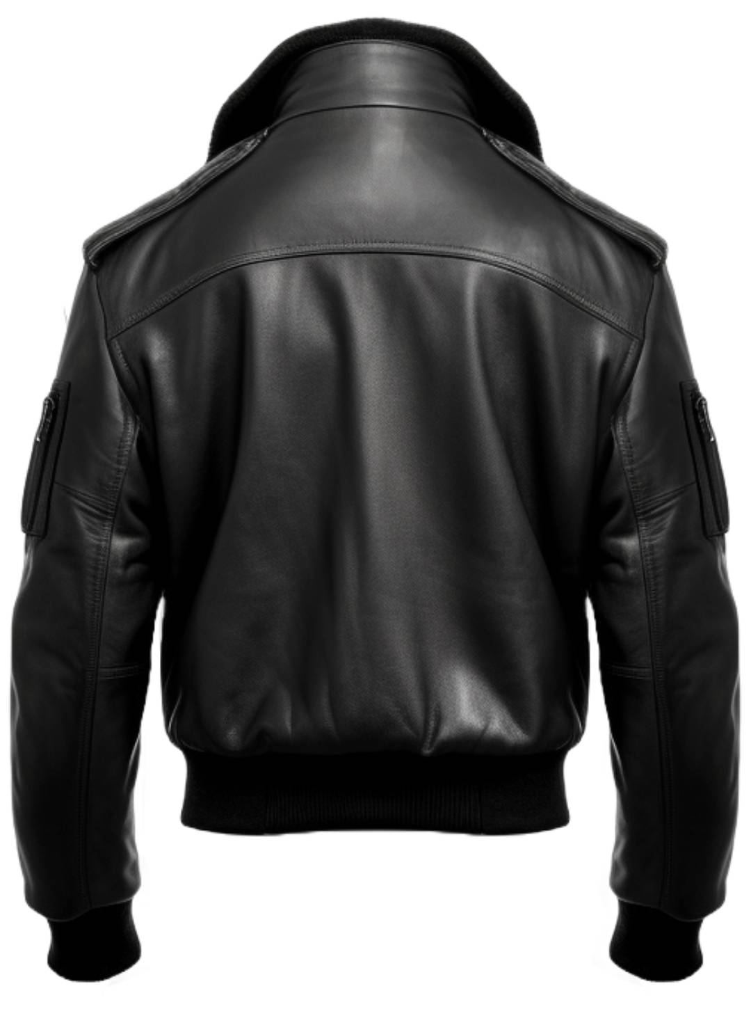 Men's Black Leather Bomber Jacket