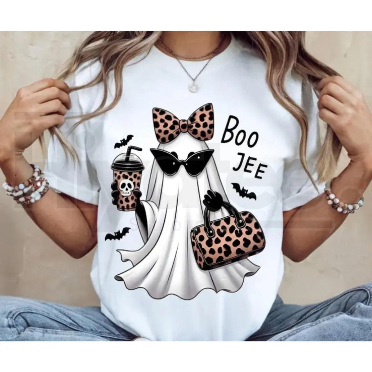 Boo-Jee Ghost T-Shirt – Leopard Print Ghost Coffee Fall Halloween Tee