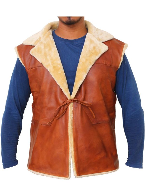 Brown Cord Style Leather Vest