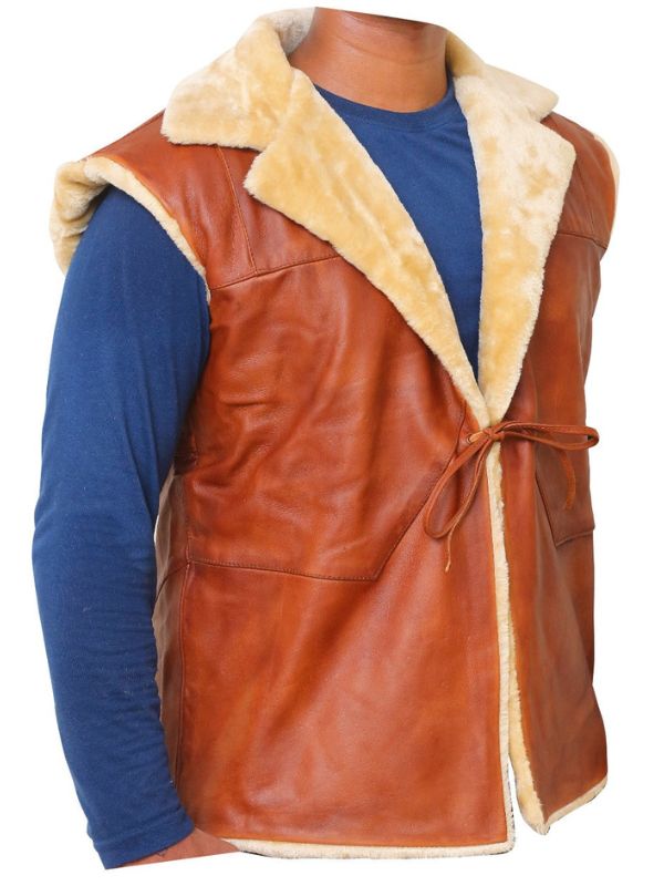Brown Cord Style Leather Vest