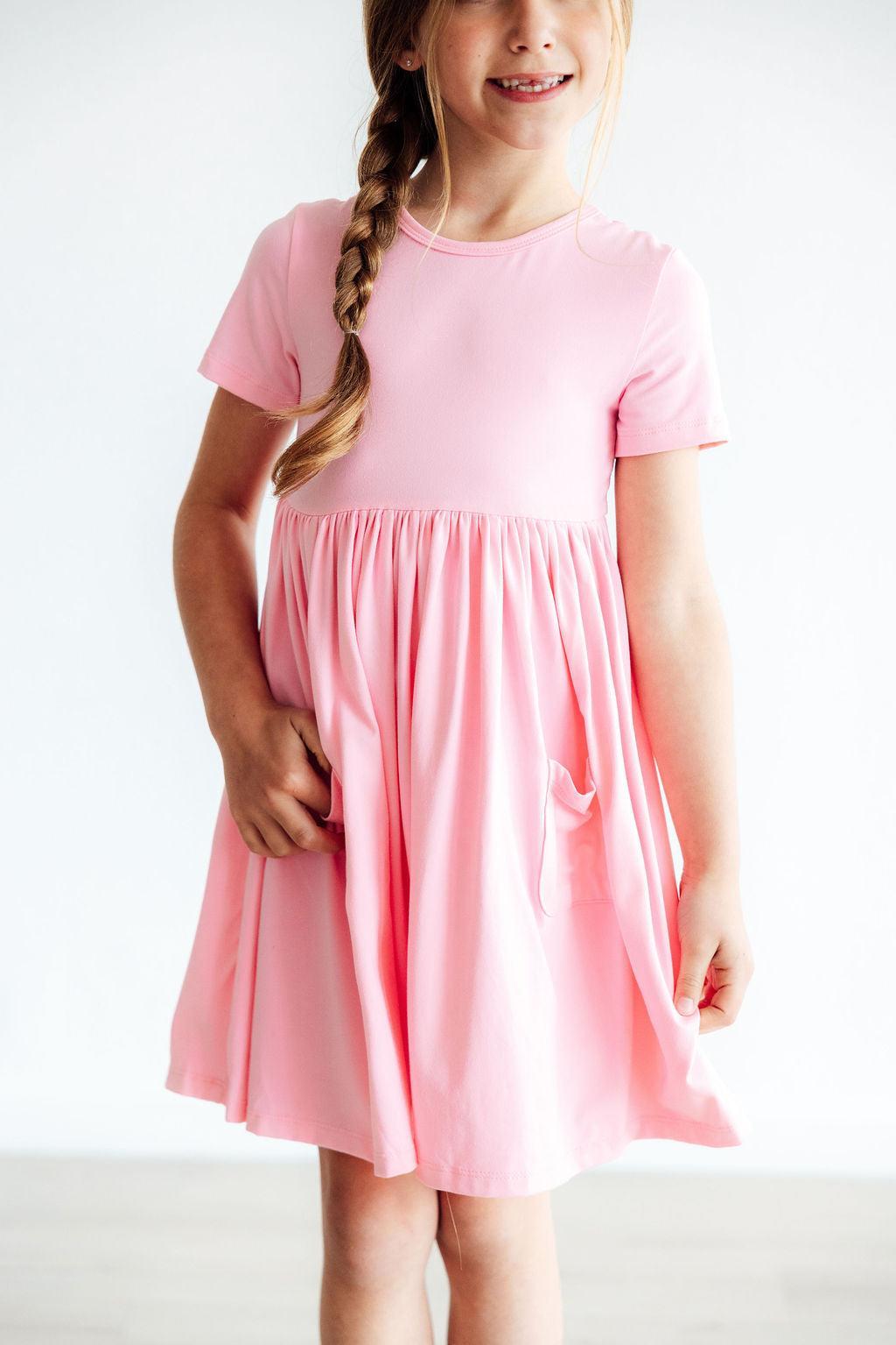 Bubblegum Pink S/S Pocket Twirl Dress