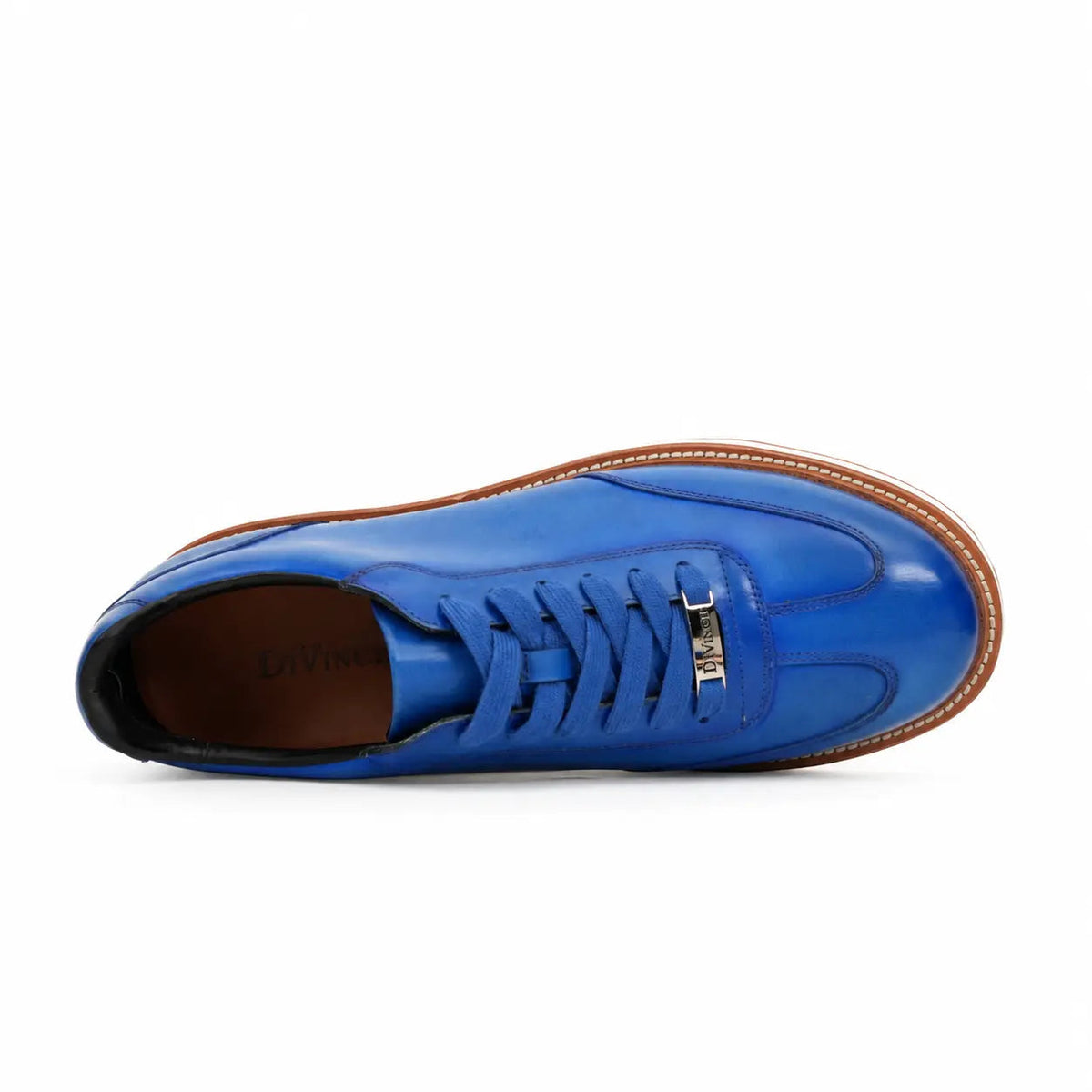 Cobalt Blue Leather Platform Lace-Up Shoes