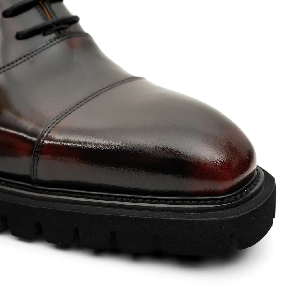 Burgundy Cap-Toe Calf Leather Oxford Shoes