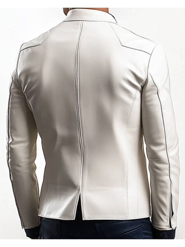 Caleb Men's White Leather Blazer