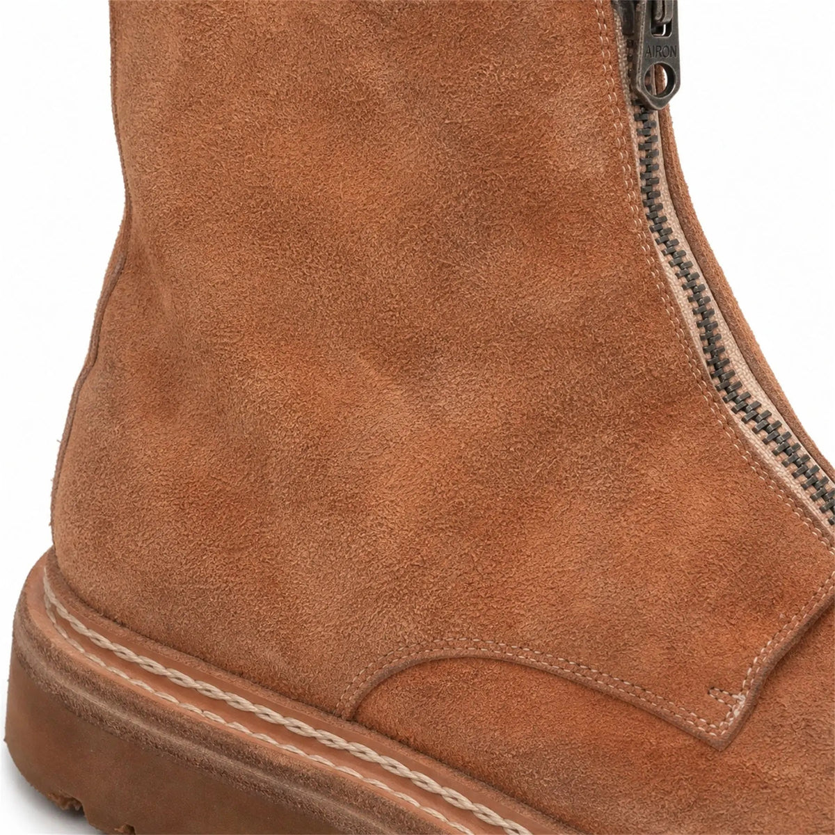 Tan Plain-Toe Washed Horsehide Ankle Boots