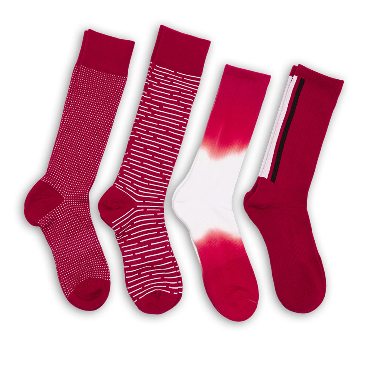 Cardinal / White Mixed Socks 4 Pack -B