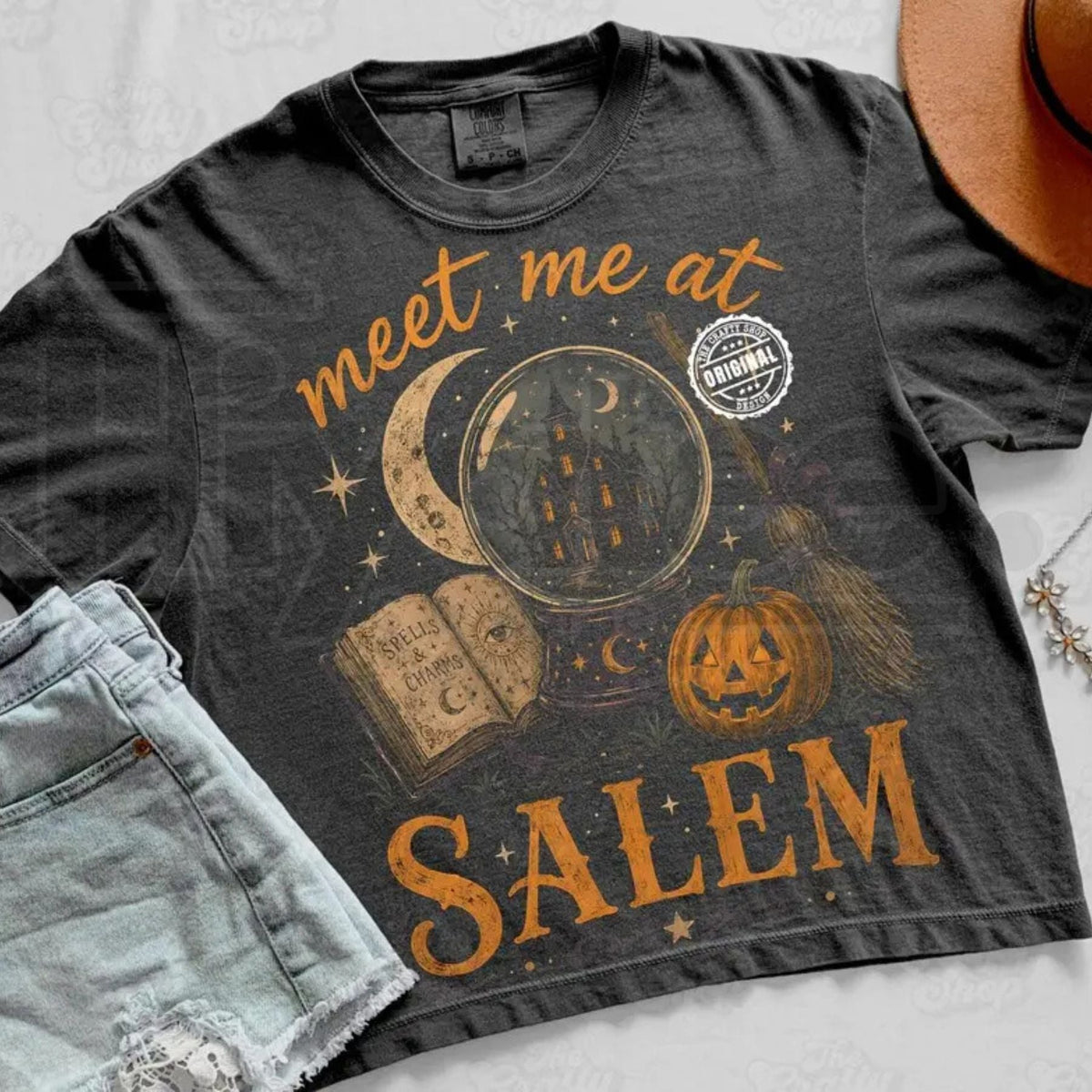 Comfort Colors Meet Me At Salem Witchy Halloween Graphic Tee